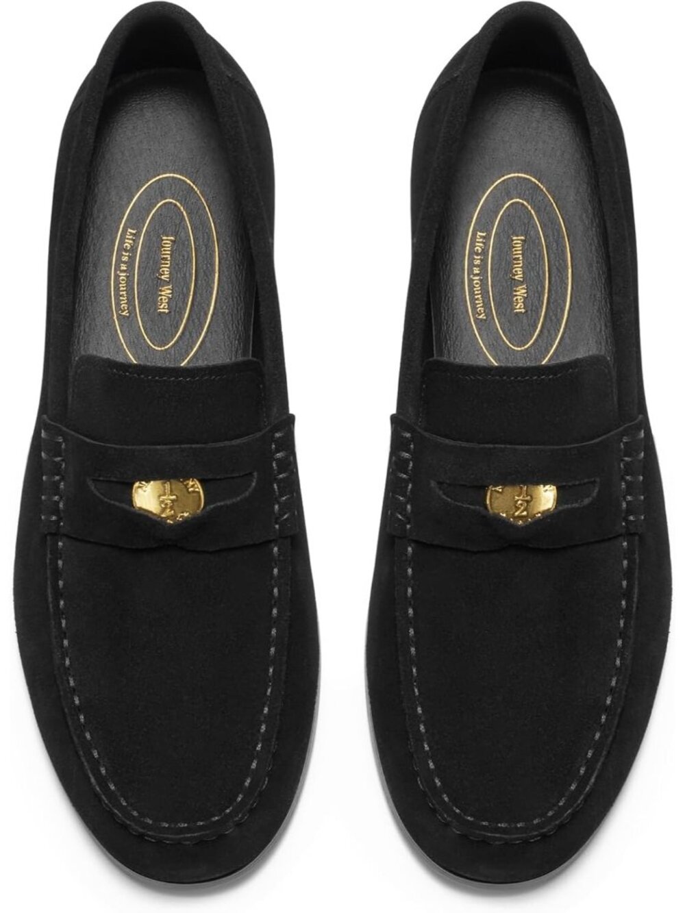 Men's Black Suede Round Toe Slip On Penny Loafers Casual Dress Shoes